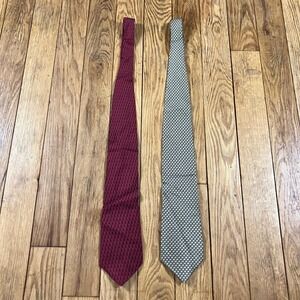 Nautica‎ Mens Silk Tie Bundle Red Striped & Gold Geometric Neckties 2 Pack